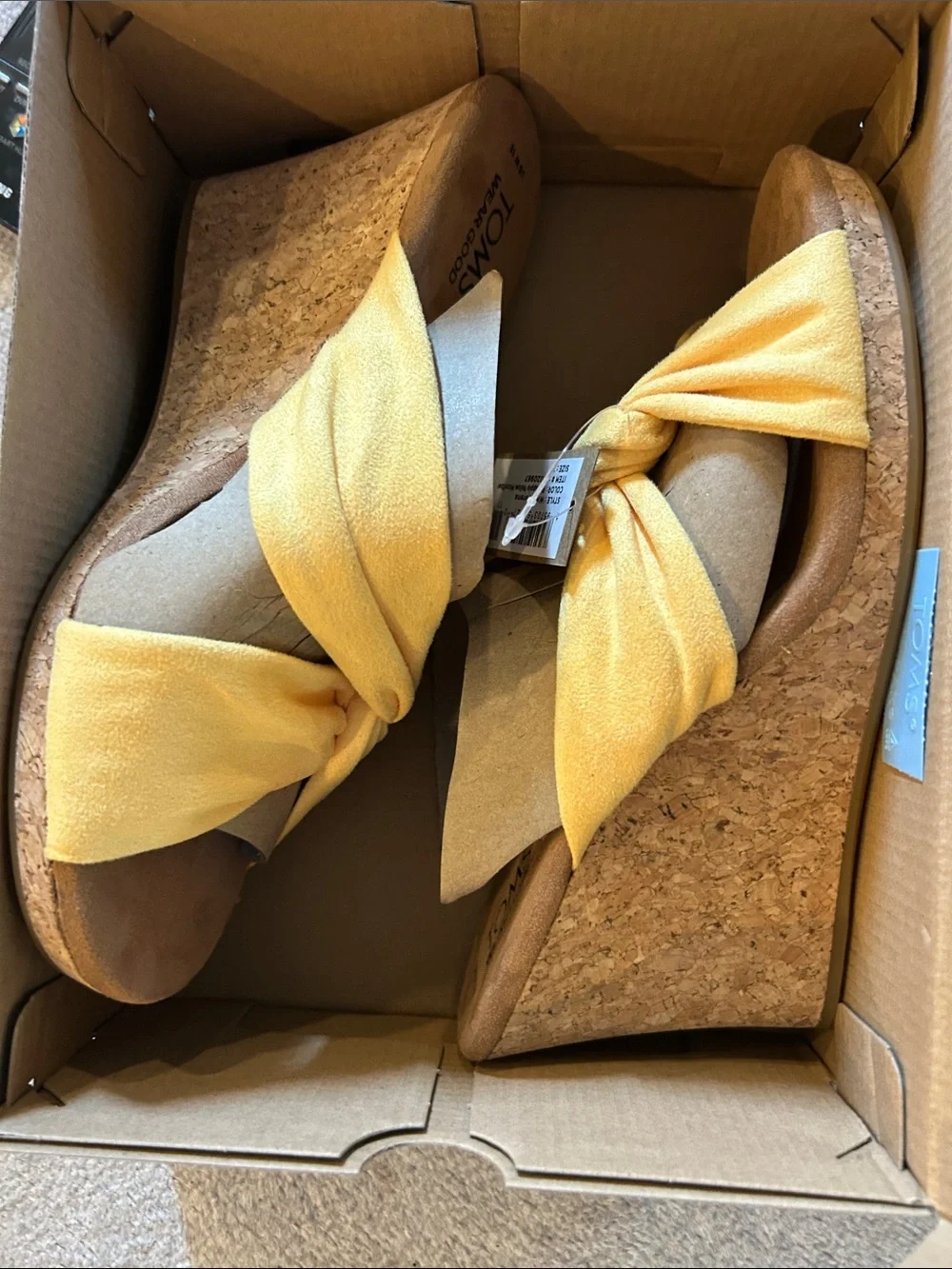 Toms Yellow Twist-Knot Slide Sandals